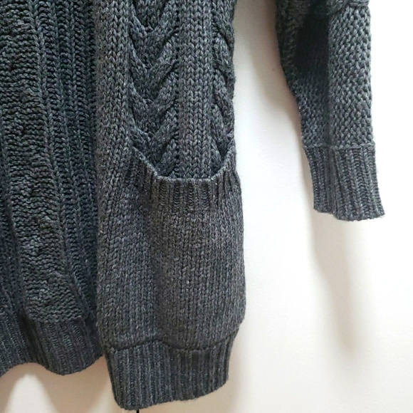 SOLD Mixed Knit Wool Open Front Longline Cardigan - Picture 3 of 8